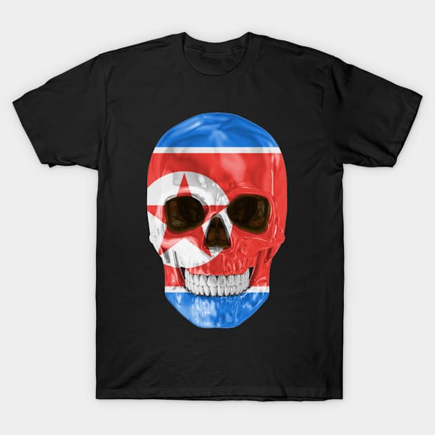 North Korea Flag Skull - Gift for North Korean With Roots From North Korea T-Shirt by Country Flags